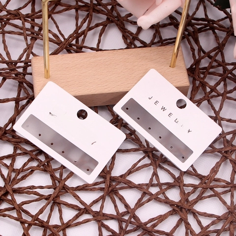 PVC Kunststoff Ohrring Display Karten Weiß Rechteck Schmuck Hängekarten Für Stecker DIY Verpackung Zubehör