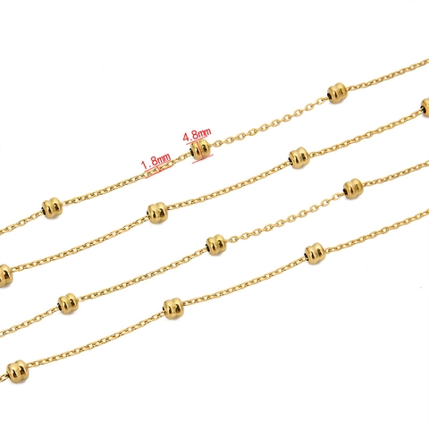 Catena A Croce In Acciaio Inossidabile Con Perle Tonde Placcata Oro 18K Accessorio Gioielli DIY Per Collana Bracciale Durevole