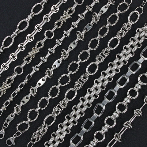 Stainless Steel Bracelet For Women Non-Fading Geometric Link Chain Handmade Versatile Ins Style Adjustable