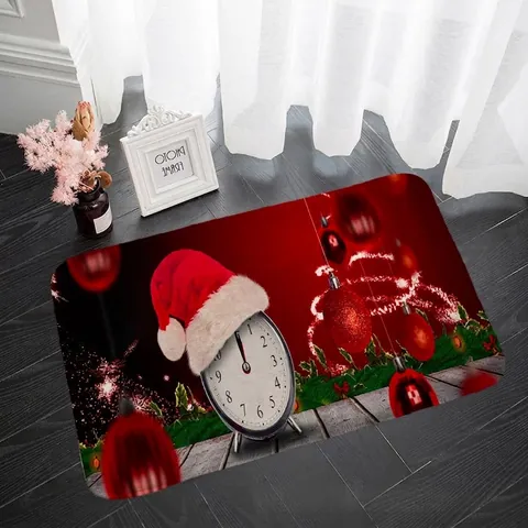 Christmas Floor Mat Non-Slip Polyester Area Rug For Entrance Kitchen Bathroom Hallway Decorative Festive Pattern Rug