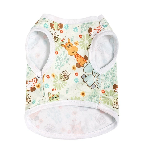 Gilet D'été Pour Chien Respirant En Satin De Lait Douce Motif Dessin Animé Fruits Animaux Débardeur Sans Manches
