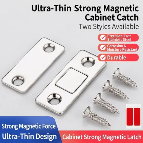 Ultra Thin Magnetic Door Catch Stainless Steel Strong Cabinet Wardrobe Sliding Door Closer Invisible Furniture Hardware
