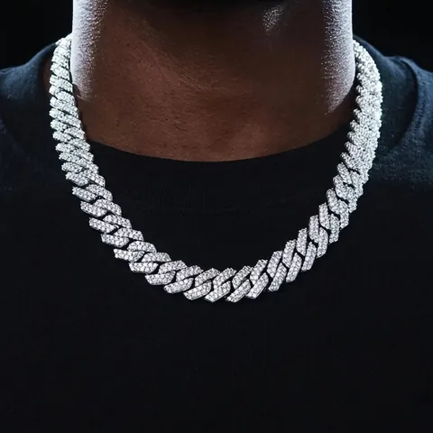 Alloy Iced Out Rhinestone Cuban Link Necklace Bracelet Hip Hop Luxury Streetwear Jewelry For Men Women
