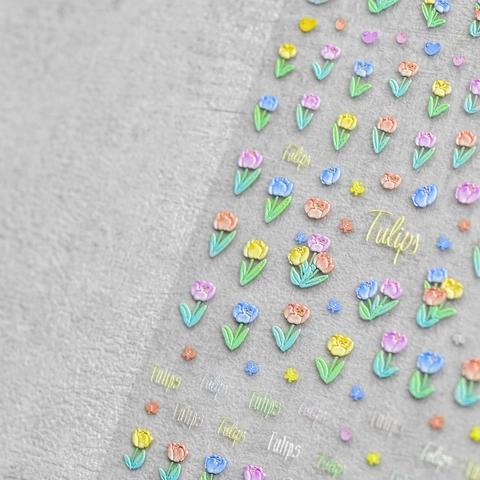 Adesivi Per Nail Art In Rilievo 5D Motivo A Fiori Di Tulipano E Farfalla Stile Giapponese Simpatica Decorazione Manicure DIY