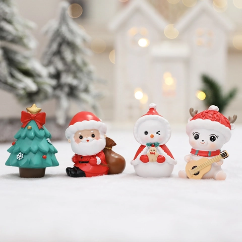 Mini Ornements De Noël Résine Mignon Père Noël Bonhomme De Neige Renne Ours Arbre Décoration De Bureau Cadeau Festif