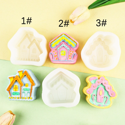 Cartoon House Cottage Silicone Mold For Cake Chocolate DIY Candle Aroma Stone Resin Casting Handmade Decor