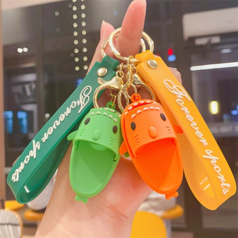Hai Slipper Schlüsselanhänger Silikon PVC Mini Sandale Tasche Anhänger Süß Cartoon Geschenk Legierung Schlüsselring