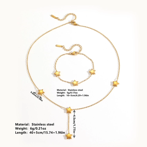 Collana E Bracciale Con Ciondolo A Stella In Acciaio Inossidabile Placcato Oro 18K Gioielli Di Moda Per Donna
