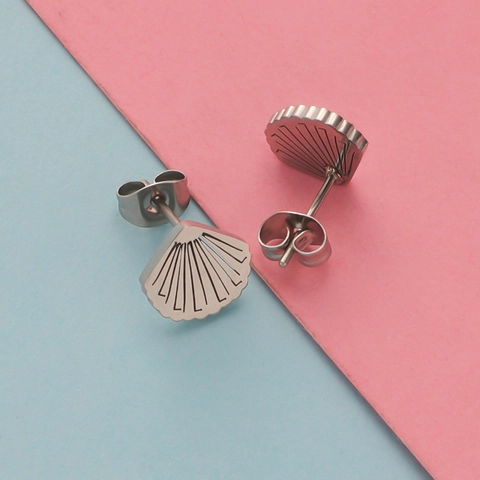 Minimalistische Edelstahl Ohrstecker Herz Mond Muschel Form Spiegelpoliert Modeschmuck Für Frauen