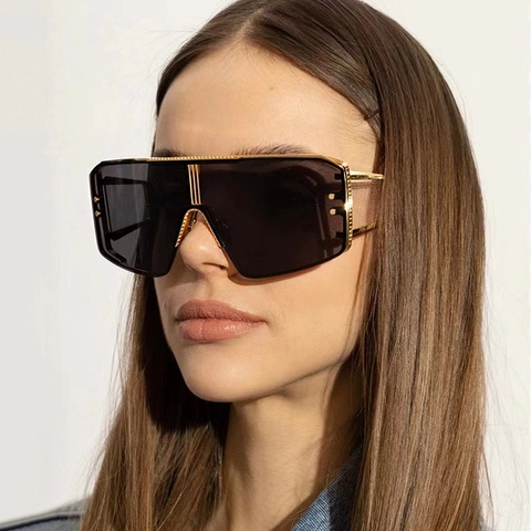 Gafas De Sol Montura Cuadrada Extragrande Protección UV400 Steampunk Punk Y2K Moda Para Hombre Y Mujer Metal PC Material