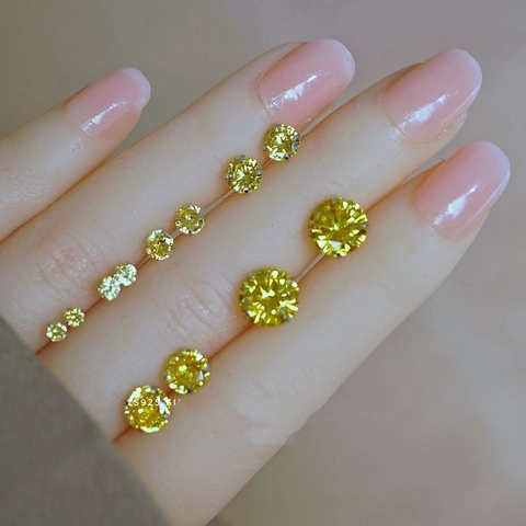 925 Sterling Silver Yellow Rhinestone Stud Earrings For Women Banana Yellow Heart Round Geometric Elegant Ear Bone Jewelry Gift