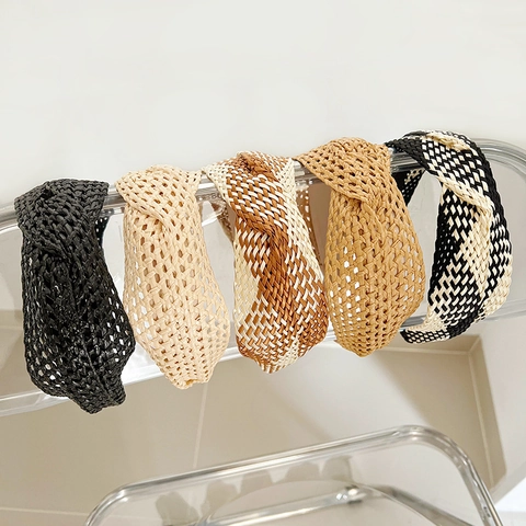 Woven Braided Headband Bohemian Knot Wide Hair Hoop Vintage Cross Design Hairband Stylish Daily Accessory For Women