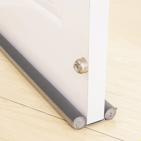 Door Draft Stopper Double Sided Bottom Seal Strip EPE Foam Fabric Cuttable Soundproof Windproof Dustproof For Interior
