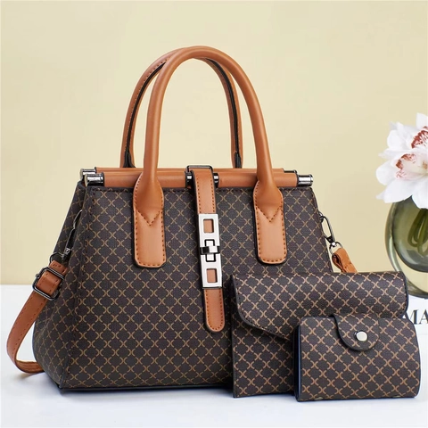 Women PU Leather Tote Envelope Bag And Coin Purse Large Capacity Geometric Print Crossbody Shoulder Handbag Office Daily