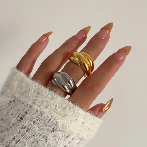 Titanium Steel Twisted Winding Ring For Women European Retro 18K Gold Plated Minimalist Geometric Gypsy Fashion Jewelry Accessories
