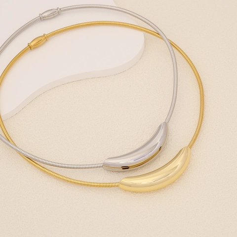 Collana Geometrica In Acciaio Inossidabile Con Pendente A Barra Curva Catena A Serpente Minimalista Choker Moda Per Donna