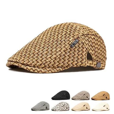 Homme Été Chapeau En Paille Respirant Protection Solaire Réglable Ivy Béret Vintage Style Britannique
