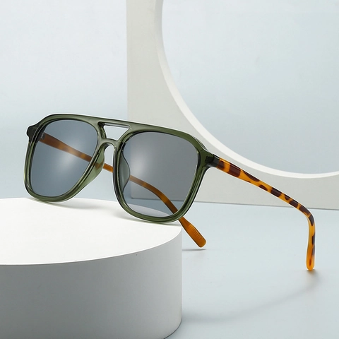 Gafas De Sol Cuadradas Vintage De Doble Puente Montura De Plástico Protección UV400 Lentes De PC Estilo Retro Moderno