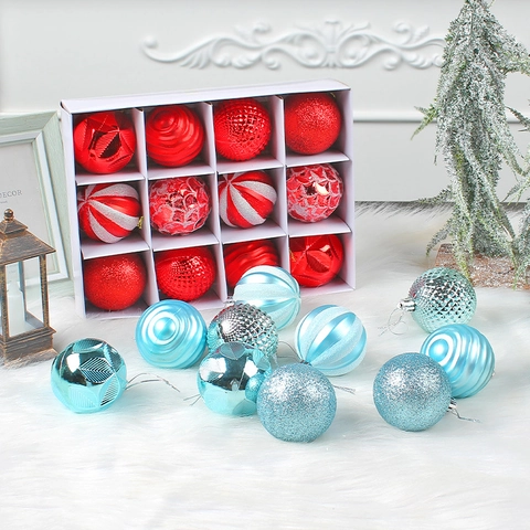 Palline Per Albero Di Natale Ornamenti Appesi Dipinti Galvanizzati Plastica PVC Decorazione Festiva Finitura Texturizzata