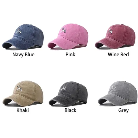 Gorra De Béisbol De Algodón Lavado Bordado De Perro Globo Vintage Ajustable Gorra De Papá Exterior Protección Solar Unisex