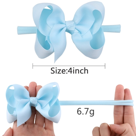Baby Bow Headband Grosgrain Ribbon Nylon Elastic Hair Band Solid Color Newborn Infant Toddler Girls Hair Accessories