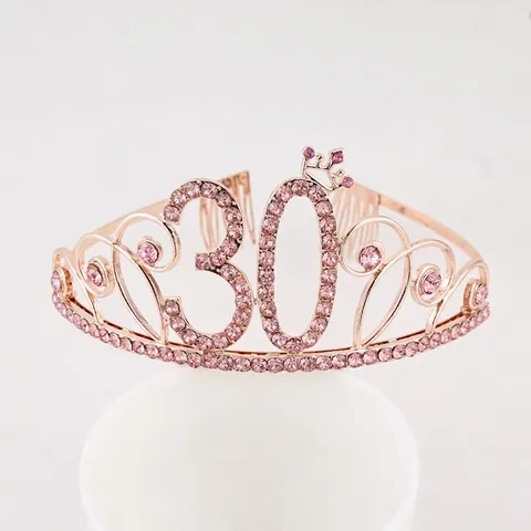 Geburtstag Tiara Krone Mit Legierung Strass Party Stirnband Für Frauen Mädchen Feier Alter Nummer Zubehör Mit Kämmen