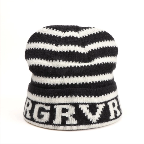 Fashion Striped Letter Jacquard Beanie For Men Women Autumn Winter Outdoor Windproof Warm Acrylic Knit Hat Streetwear Accessory