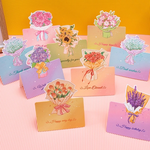 Biglietti Di Auguri Con Bouquet Di Fiori 3D Biglietti Di Ringraziamento Floreali Per Compleanno Festa Della Mamma Matrimonio