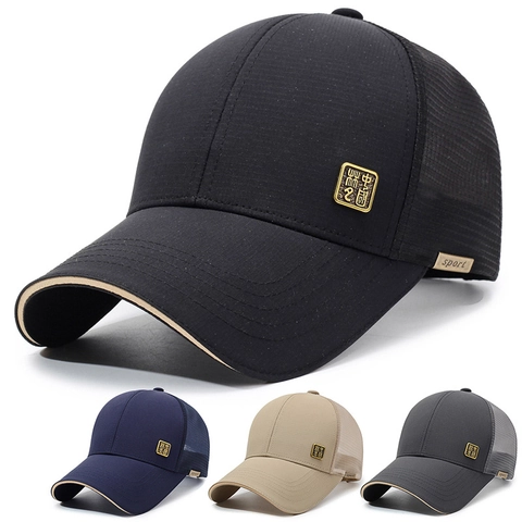 Cappellino Da Baseball In Rete Traspirante Trucker Hat Protezione Solare Regolabile Distintivo In Metallo Sport Estate Unisex