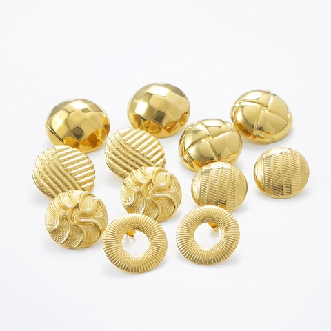 Textured Stainless Steel Stud Earrings Gold Plated Geometric Heart Round Shape Trendy Fashion Jewelry For Women