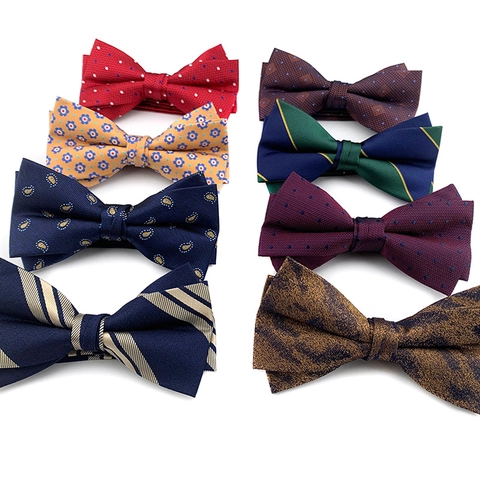 Farfallino Da Uomo Poliestere Jacquard Paisley Floreale Righe Pois Per Matrimonio Affari Banchetto Abito Formale Accessorio