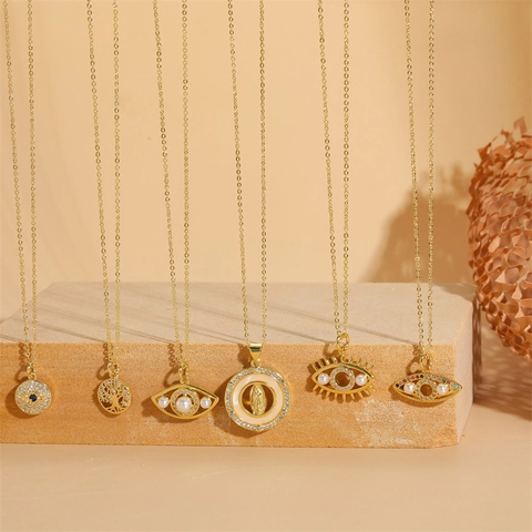 Boze Oog Levensboom Maagd Maria Hanger Ketting 14K Verguld Koper Zirkoon Schelp Kunstparel Boheemse Sieraden Voor Dames