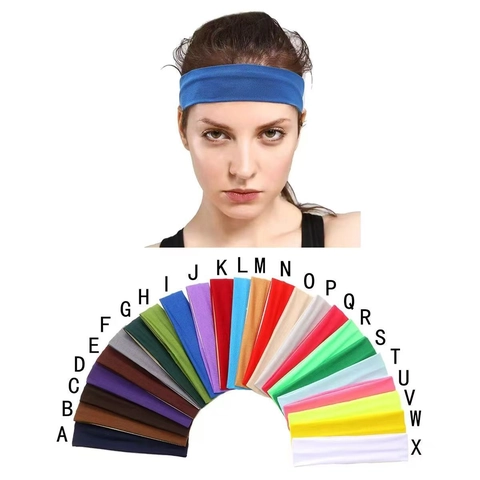 Solid Color Elastic Sports Headband Polyester Knitted Sweat Absorbing Hairband For Yoga Gym Running Workout