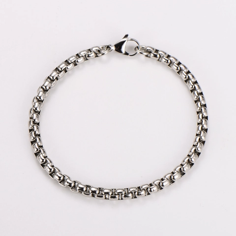 Bracciale Minimalista A Catena Box In Acciaio Inossidabile Gioielli Per Uomo E Donna Stile Pendolare Semplice Lucido