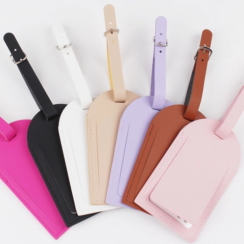 Luggage Tag PU Leather Waterproof Gold Airplane Pattern Travel ID Address Label Suitcase Boarding Bag Accessory Durable