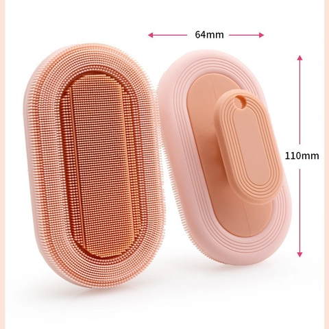 Silicone Bath Brush Soft Body Scrubber With Handheld Handle Massage Exfoliating Face Cleaning For Adult Baby Food Grade
