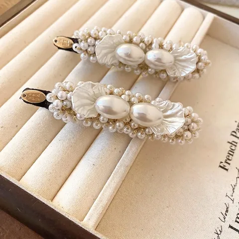 Französische Retro Handgemachte Künstliche Perle Haarklammer Elegante Muschel Harz Entenschnabel Clip Für Frauen Mode Haarschmuck