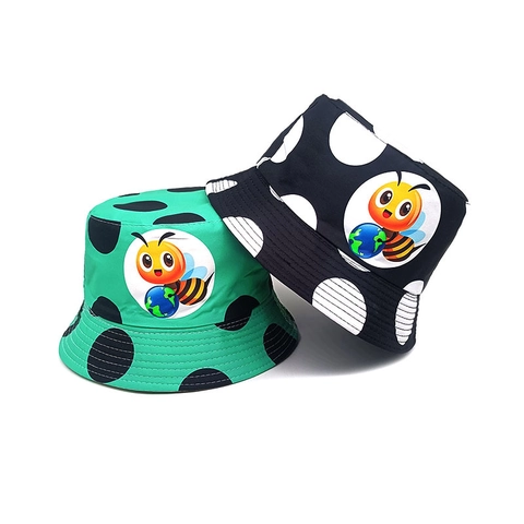 Cappello Da Pescatore Bambini Pois Stampa Ape Traspirante Protezione Solare Esterna Pieghevole