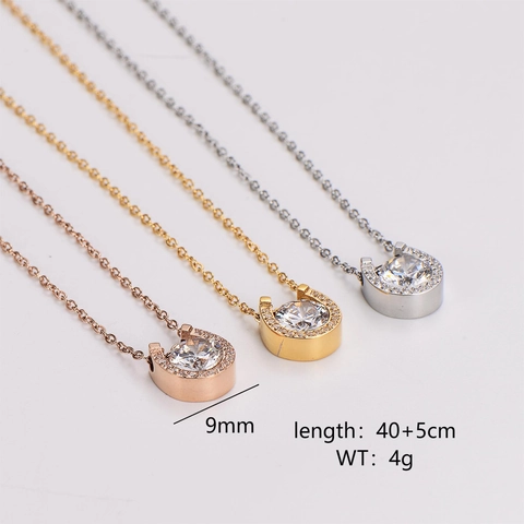 Collar Con Colgante De Herradura Acero Inoxidable 304 Con Zirconia Cúbica En Forma De U Joyería Elegante Para Mujer
