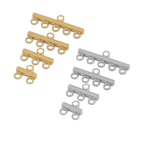 Stainless Steel Multi-Strand Jewelry Connector Multi-Row Slider Tube End Clasp For DIY Necklace Bracelet Making Findings