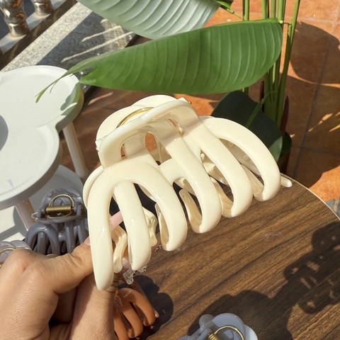 Pinza de Pelo Grande de Plástico con Forma de Calabaza Estilo Francés Elegante Pulido Color Sólido Accesorios para el Cabello de Mujer