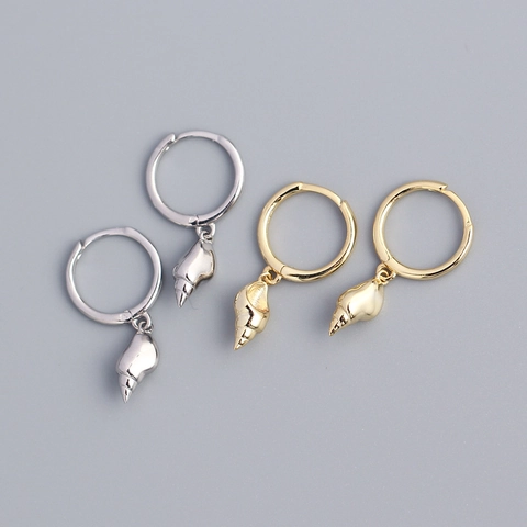 Orecchini A Cerchio Con Conchiglia In Argento Sterling 925 Placcato Oro Gioielli Minimalisti Per Donne