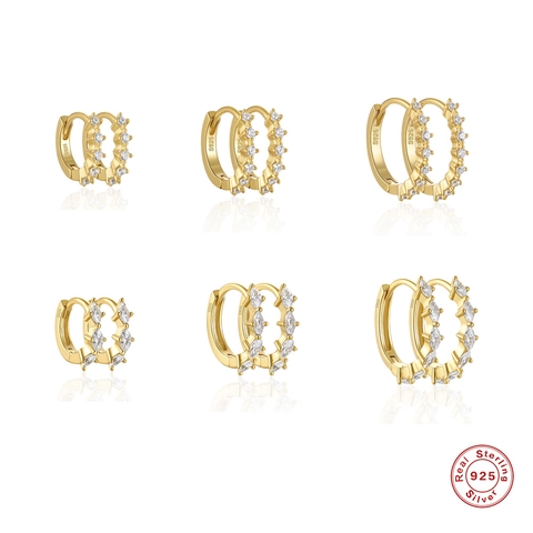 Huggie Hoop Ohrringe 925 Sterling Silber Für Damen Mit Zirkonia Pave Rund Marquise Vergoldet Geometrischer Schmuck