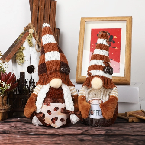 Gnomo Del Caffè Rudolf Bambola Di Peluche Maglia Tessuto Decorazione Senza Volto Per Casa Cucina Bar