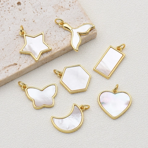 Collier Pendentif En Cuivre Plaqué Or Nacre Coquillage Pour Femmes Mode Élégant Minimaliste Bijoux