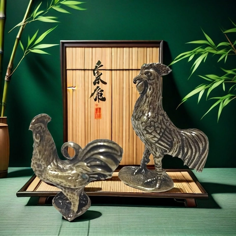 Statue Di Gallo In Lega Di Zinco E Ottone Retro Ornamenti Segno Zodiacale Cinese Feng Shui Fortuna Ricchezza Scrivania
