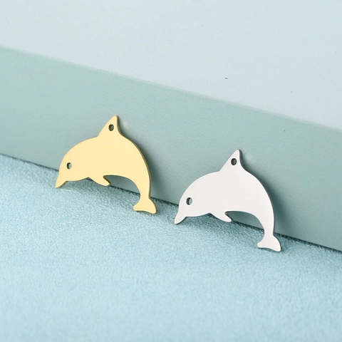 Dijes De Delfín Acero Inoxidable Pulido Espejo Calado Mini Animal DIY Joyería Accesorios Para Mujeres Niñas
