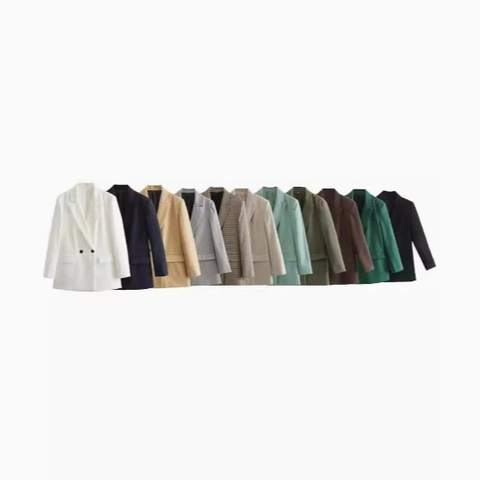 Women Blazer Jacket Polyester Long Sleeve Notch Lapel Button Closure Casual Office Business Professional Versatile Outerwear