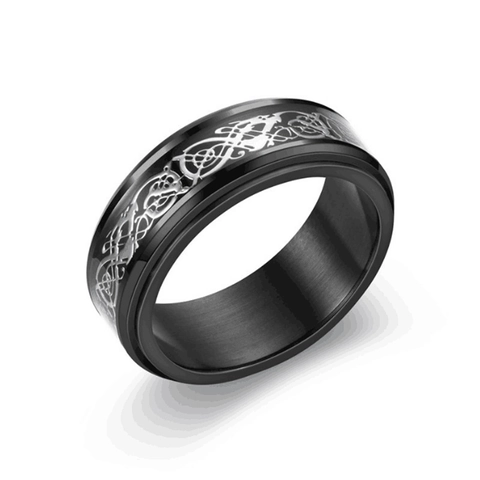 Stainless Steel Rings Men Vintage Punk Signet Spinner Band Jewelry Celtic Dragon Sun Moon Star Ace Spades Turquoise