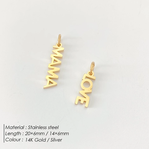 Stainless Steel MAMA LOVE Letter Pendant For DIY Jewelry Making Gold Steel Color Fashion Charms Mother Day Gift